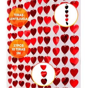 CORTINA LENTEJUELAS 10 TIRAS X 1 MT CORAZON