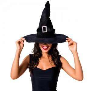 GORRO BRUJA NEGRO TERCIOPELO CON HEBILLA