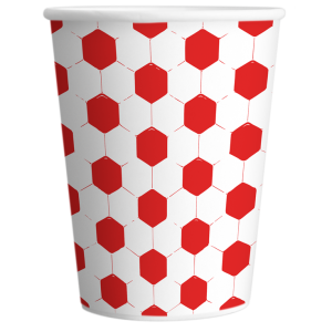 VASO POLIPAPEL X8 FUTBOL ROJO Y BLANCO