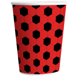 VASO POLIPAPEL X8 FUTBOL ROJO Y NEGRO