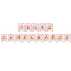 BANDERIN FELIZ CUMPLE ANIMAL PRINT ROSA