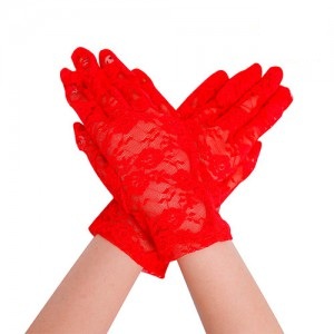 GUANTES CORTOS ENCAJE ROJOS