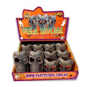 VELA LED HALLOWEEN CALAVERA LUZ MULTICOLOR X1
