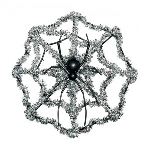 ADORNO OROPEL HALLOWEEN TELARAÑA PLATA 29CM