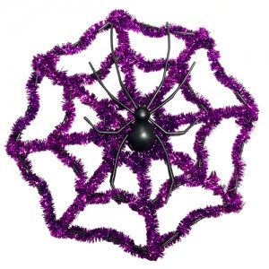 ADORNO OROPEL HALLOWEEN TELARAÑA VIOLETA 29CM