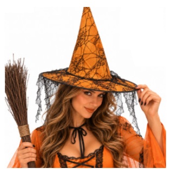 GORRO BRUJA NARANJA VELO