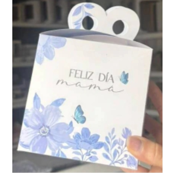 CAJA MINI BOX 11 X 11 X 11 CM FELIZ DIA MAMA