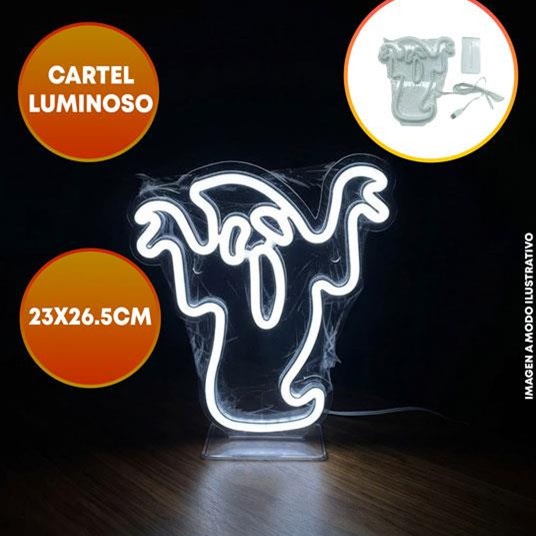 CARTEL LED HALLOWEEN FANTASMA 23X26CM