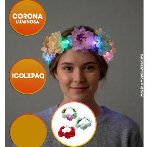 CORONA CON LUZ CON FLORES DALIAS