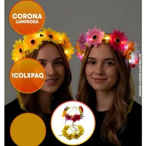 CORONA CON LUZ CON FLORES GIRASOLES