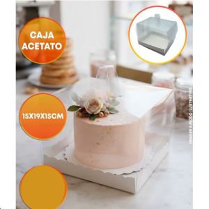 CAJA CON TAPA ACETATO 15 X 15 X 19 CM