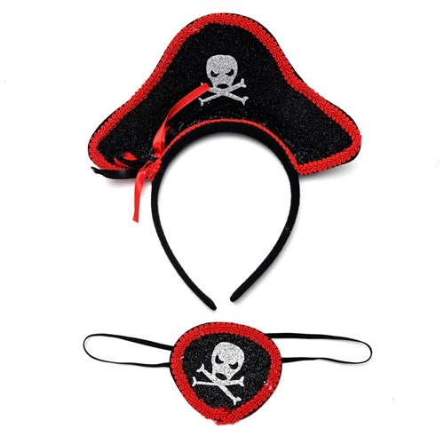 SET PIRATA VINCHA Y PARCHE GIBREADO ROJO