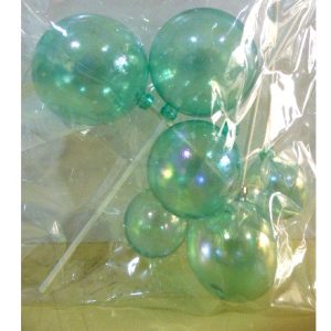 ADORNO PARA TORTA ESFERAS X6 IRIDISCENTE VERDE