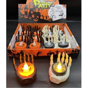 VELA LED HALLOWEEN MANO ESQUELETO