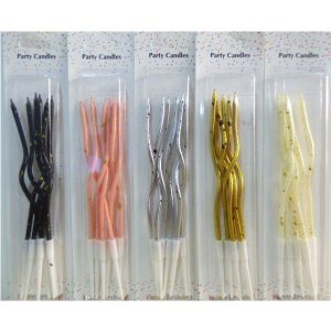 VELAS CURVAS X6 METALIZADAS CON MANCHAS