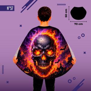CAPA HALLOWEEN 70X50 CM ESTAMPADA CALAVERA LLAMAS