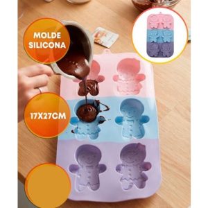 MOLDE SILICONA NAVIDEÑO MUÑECOS JENGIBRE X6